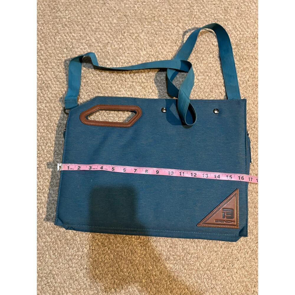Brinch vintage look blue denim faux leather laptop bag 16x12